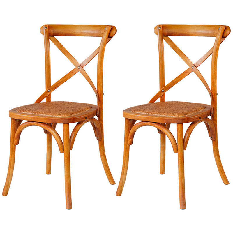 Solid Wood Traditional Dining Room Chair Matte Finish Cross Back Side Chair Dark Brown 2 Piece Set Clearhalo ' kitchen&dining_furn' 'Dining Chairs' 'Dining Tables & Seating' 'dining_chair' 'furn' 'furn_dining_chair' 'Furniture' 'furniture_dining_chair' 'Kitchen & Dining Furniture' 'kitchen' 3564666