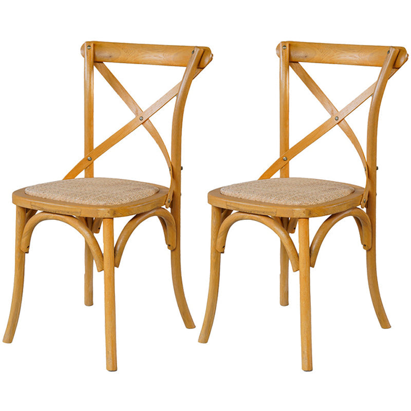 Solid Wood Traditional Dining Room Chair Matte Finish Cross Back Side Chair Light Yellow 2 Piece Set Clearhalo ' kitchen&dining_furn' 'Dining Chairs' 'Dining Tables & Seating' 'dining_chair' 'furn' 'furn_dining_chair' 'Furniture' 'furniture_dining_chair' 'Kitchen & Dining Furniture' 'kitchen' 3564669