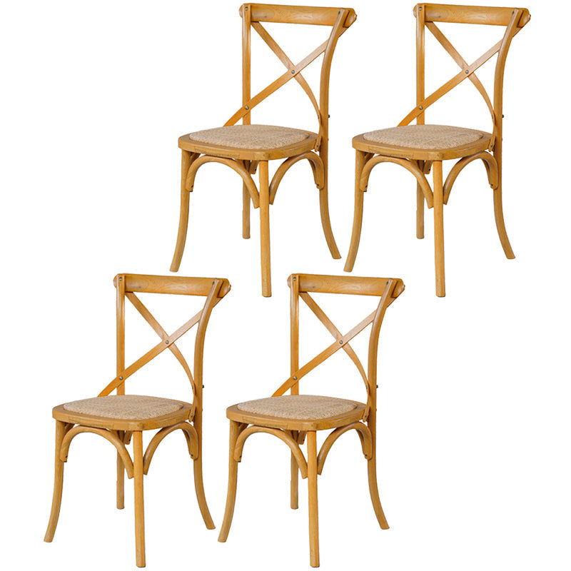 Solid Wood Traditional Dining Room Chair Matte Finish Cross Back Side Chair Light Yellow 4 Piece Set Clearhalo ' kitchen&dining_furn' 'Dining Chairs' 'Dining Tables & Seating' 'dining_chair' 'furn' 'furn_dining_chair' 'Furniture' 'furniture_dining_chair' 'Kitchen & Dining Furniture' 'kitchen' 3564670