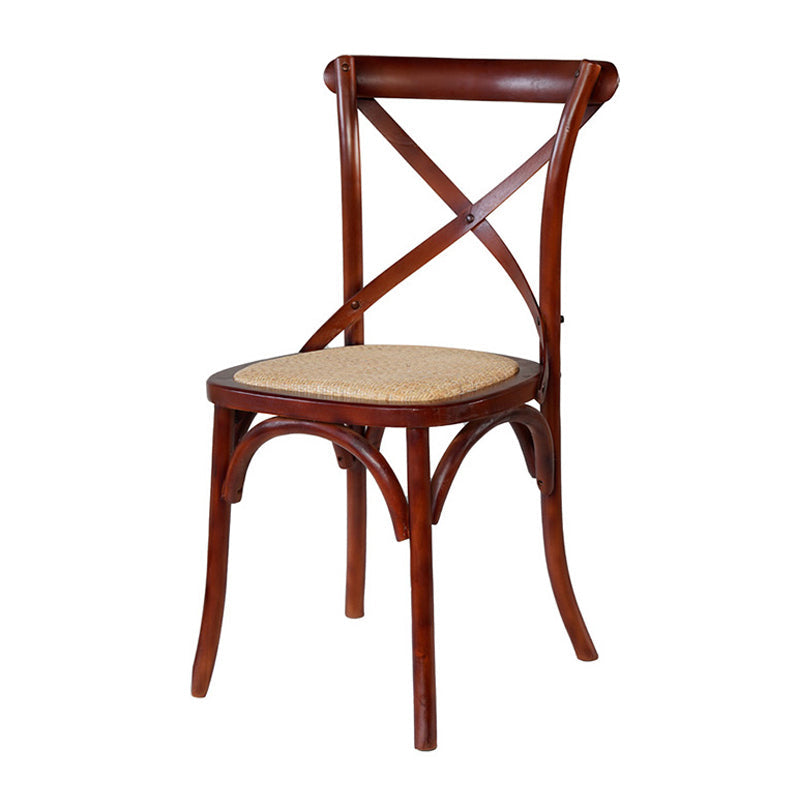 Solid Wood Traditional Dining Room Chair Matte Finish Cross Back Side Chair Red Brown 1 Piece Clearhalo ' kitchen&dining_furn' 'Dining Chairs' 'Dining Tables & Seating' 'dining_chair' 'furn' 'furn_dining_chair' 'Furniture' 'furniture_dining_chair' 'Kitchen & Dining Furniture' 'kitchen' 3564671