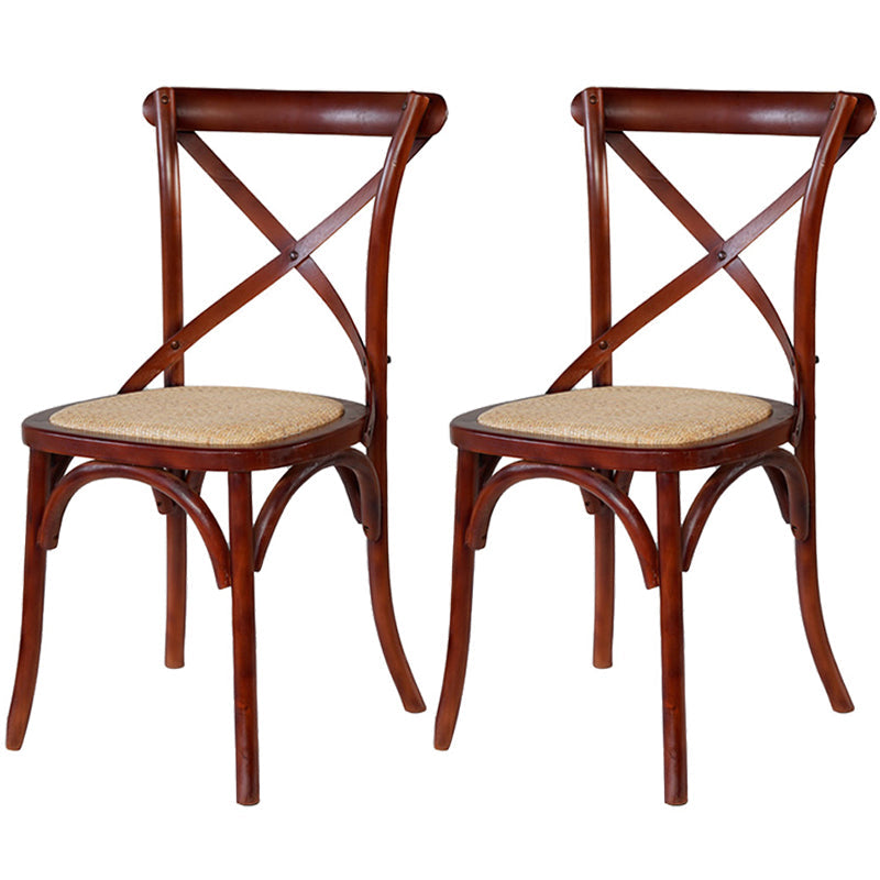 Solid Wood Traditional Dining Room Chair Matte Finish Cross Back Side Chair Red Brown 2 Piece Set Clearhalo ' kitchen&dining_furn' 'Dining Chairs' 'Dining Tables & Seating' 'dining_chair' 'furn' 'furn_dining_chair' 'Furniture' 'furniture_dining_chair' 'Kitchen & Dining Furniture' 'kitchen' 3564672