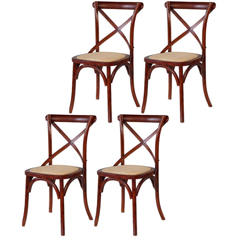 Solid Wood Traditional Dining Room Chair Matte Finish Cross Back Side Chair Red Brown 4 Piece Set Clearhalo ' kitchen&dining_furn' 'Dining Chairs' 'Dining Tables & Seating' 'dining_chair' 'furn' 'furn_dining_chair' 'Furniture' 'furniture_dining_chair' 'Kitchen & Dining Furniture' 'kitchen' 3564673