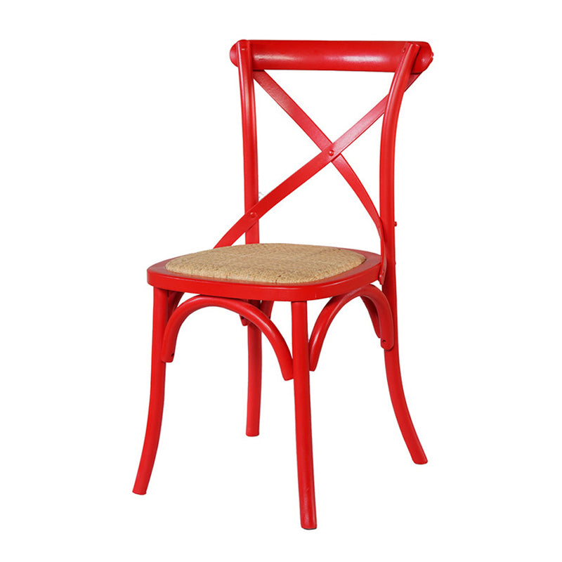 Solid Wood Traditional Dining Room Chair Matte Finish Cross Back Side Chair Red 1 Piece Clearhalo ' kitchen&dining_furn' 'Dining Chairs' 'Dining Tables & Seating' 'dining_chair' 'furn' 'furn_dining_chair' 'Furniture' 'furniture_dining_chair' 'Kitchen & Dining Furniture' 'kitchen' 3564677