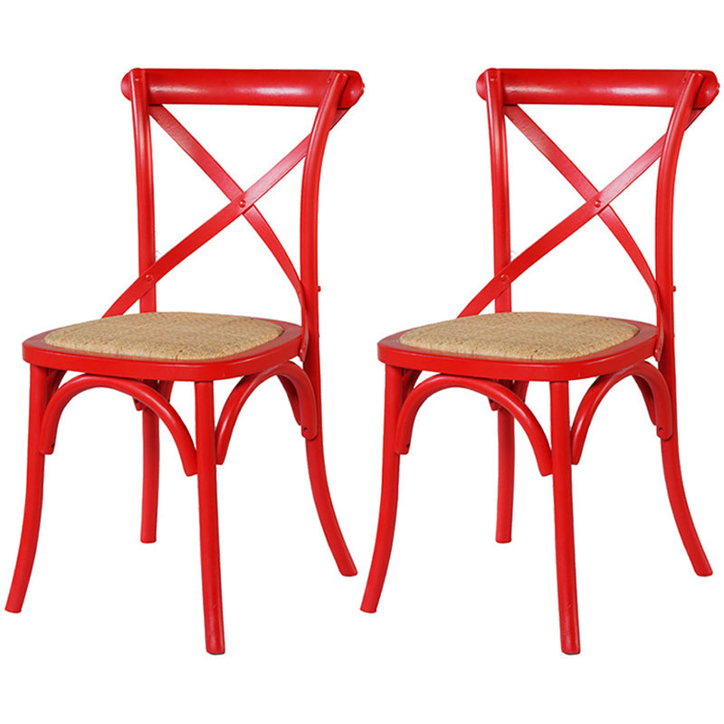 Solid Wood Traditional Dining Room Chair Matte Finish Cross Back Side Chair Red 2 Piece Set Clearhalo ' kitchen&dining_furn' 'Dining Chairs' 'Dining Tables & Seating' 'dining_chair' 'furn' 'furn_dining_chair' 'Furniture' 'furniture_dining_chair' 'Kitchen & Dining Furniture' 'kitchen' 3564678