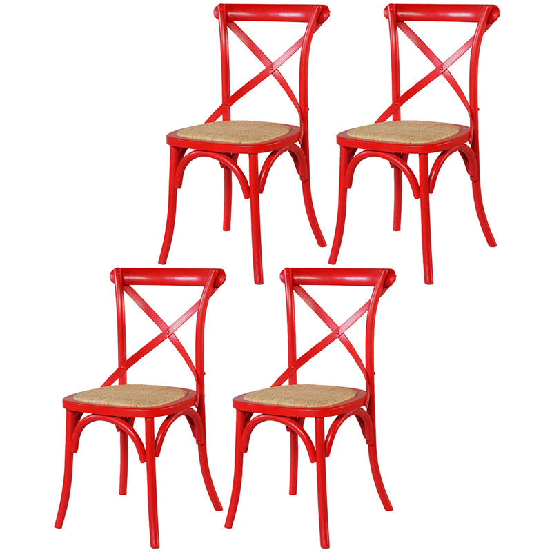 Solid Wood Traditional Dining Room Chair Matte Finish Cross Back Side Chair Red 4 Piece Set Clearhalo ' kitchen&dining_furn' 'Dining Chairs' 'Dining Tables & Seating' 'dining_chair' 'furn' 'furn_dining_chair' 'Furniture' 'furniture_dining_chair' 'Kitchen & Dining Furniture' 'kitchen' 3564679