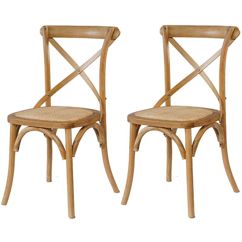 Solid Wood Traditional Dining Room Chair Matte Finish Cross Back Side Chair Natural 2 Piece Set Clearhalo ' kitchen&dining_furn' 'Dining Chairs' 'Dining Tables & Seating' 'dining_chair' 'furn' 'furn_dining_chair' 'Furniture' 'furniture_dining_chair' 'Kitchen & Dining Furniture' 'kitchen' 3564687