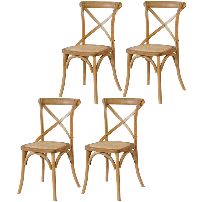 Solid Wood Traditional Dining Room Chair Matte Finish Cross Back Side Chair Natural 4 Piece Set Clearhalo ' kitchen&dining_furn' 'Dining Chairs' 'Dining Tables & Seating' 'dining_chair' 'furn' 'furn_dining_chair' 'Furniture' 'furniture_dining_chair' 'Kitchen & Dining Furniture' 'kitchen' 3564688