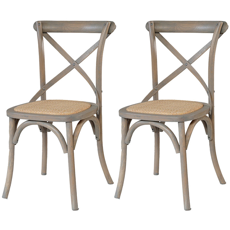 Solid Wood Traditional Dining Room Chair Matte Finish Cross Back Side Chair Gray-White 2 Piece Set Clearhalo ' kitchen&dining_furn' 'Dining Chairs' 'Dining Tables & Seating' 'dining_chair' 'furn' 'furn_dining_chair' 'Furniture' 'furniture_dining_chair' 'Kitchen & Dining Furniture' 'kitchen' 3564690