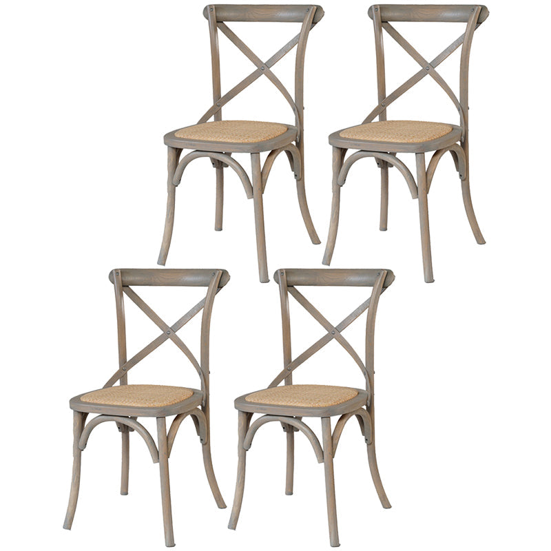 Solid Wood Traditional Dining Room Chair Matte Finish Cross Back Side Chair Gray-White 4 Piece Set Clearhalo ' kitchen&dining_furn' 'Dining Chairs' 'Dining Tables & Seating' 'dining_chair' 'furn' 'furn_dining_chair' 'Furniture' 'furniture_dining_chair' 'Kitchen & Dining Furniture' 'kitchen' 3564691