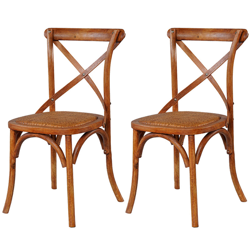 Solid Wood Traditional Dining Room Chair Matte Finish Cross Back Side Chair Golden 2 Piece Set Clearhalo ' kitchen&dining_furn' 'Dining Chairs' 'Dining Tables & Seating' 'dining_chair' 'furn' 'furn_dining_chair' 'Furniture' 'furniture_dining_chair' 'Kitchen & Dining Furniture' 'kitchen' 3564693