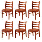 Morden Kitchen Wood Squar Dining Chair Ladder Back Stacking Dining Chair Red Brown 6 Piece Set Clearhalo ' kitchen&dining_furn' 'Dining Chairs' 'Dining Tables & Seating' 'dining_chair' 'furn' 'furn_dining_chair' 'Furniture' 'furniture_dining_chair' 'Kitchen & Dining Furniture' 'kitchen' 3564700