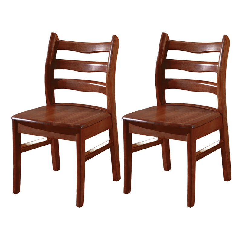 Morden Kitchen Wood Squar Dining Chair Ladder Back Stacking Dining Chair Walnut 2 Piece Set Clearhalo ' kitchen&dining_furn' 'Dining Chairs' 'Dining Tables & Seating' 'dining_chair' 'furn' 'furn_dining_chair' 'Furniture' 'furniture_dining_chair' 'Kitchen & Dining Furniture' 'kitchen' 3564707