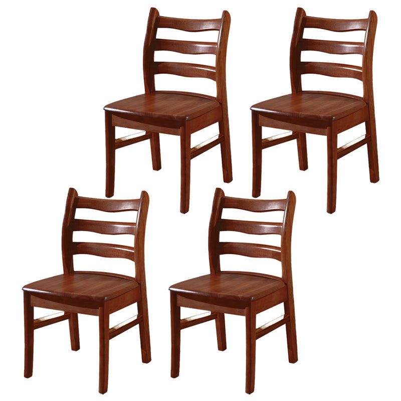 Morden Kitchen Wood Squar Dining Chair Ladder Back Stacking Dining Chair Walnut 4 Piece Set Clearhalo ' kitchen&dining_furn' 'Dining Chairs' 'Dining Tables & Seating' 'dining_chair' 'furn' 'furn_dining_chair' 'Furniture' 'furniture_dining_chair' 'Kitchen & Dining Furniture' 'kitchen' 3564709