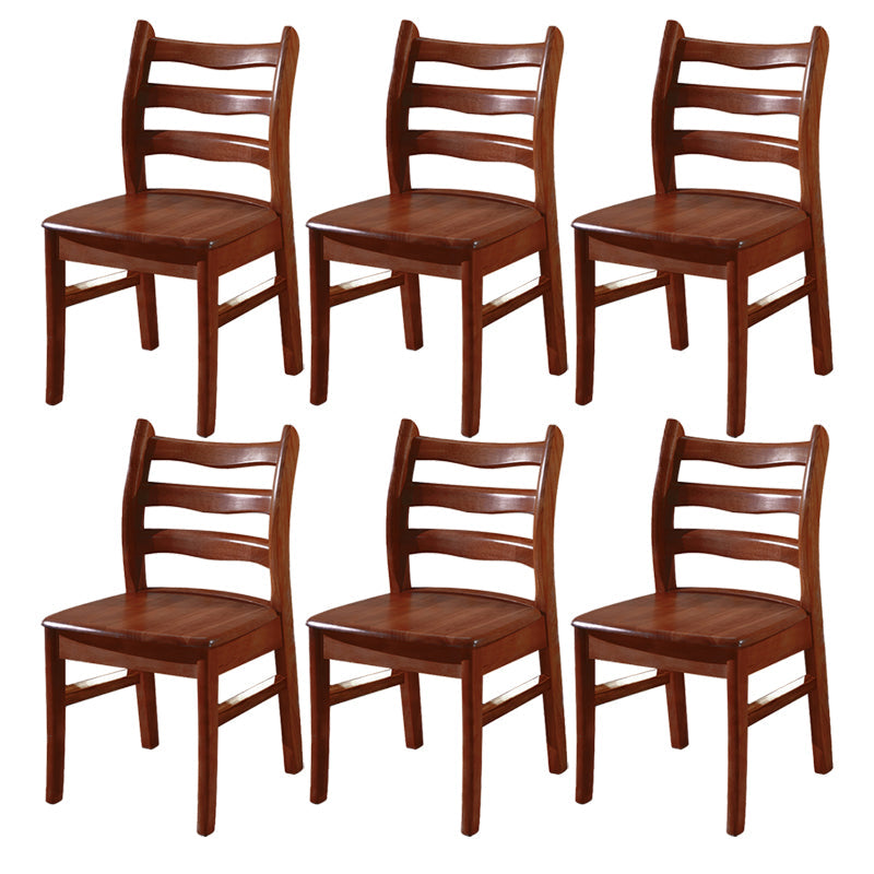 Morden Kitchen Wood Squar Dining Chair Ladder Back Stacking Dining Chair Walnut 6 Piece Set Clearhalo ' kitchen&dining_furn' 'Dining Chairs' 'Dining Tables & Seating' 'dining_chair' 'furn' 'furn_dining_chair' 'Furniture' 'furniture_dining_chair' 'Kitchen & Dining Furniture' 'kitchen' 3564711