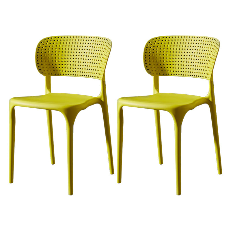 Plastic Side Armless Dining Room Side Chairs Modern Stacking Side Chair Yellow 2 Piece Set Clearhalo ' kitchen&dining_furn' 'Dining Chairs' 'Dining Tables & Seating' 'dining_chair' 'furn' 'furn_dining_chair' 'Furniture' 'furniture_dining_chair' 'Kitchen & Dining Furniture' 'kitchen' 3564716