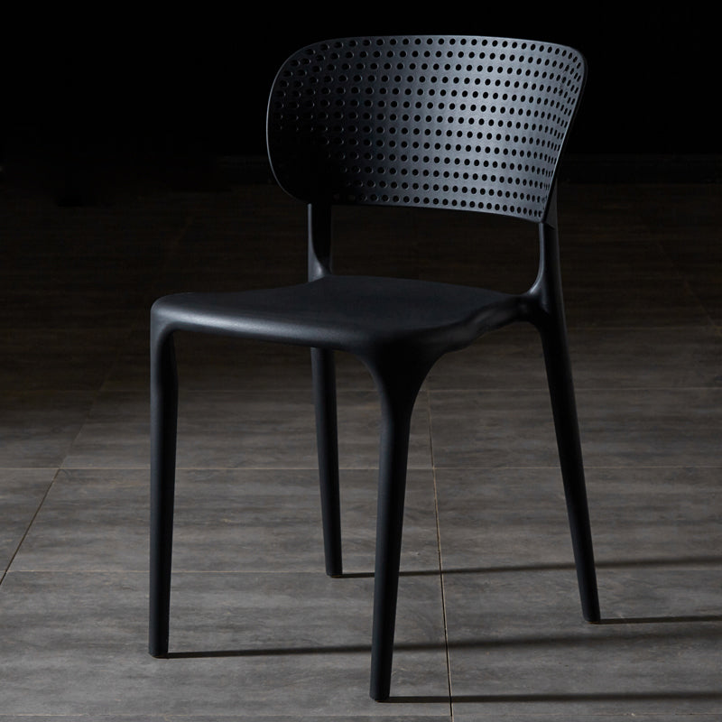 Plastic Side Armless Dining Room Side Chairs Modern Stacking Side Chair Black 1 Piece Clearhalo ' kitchen&dining_furn' 'Dining Chairs' 'Dining Tables & Seating' 'dining_chair' 'furn' 'furn_dining_chair' 'Furniture' 'furniture_dining_chair' 'Kitchen & Dining Furniture' 'kitchen' 3564726