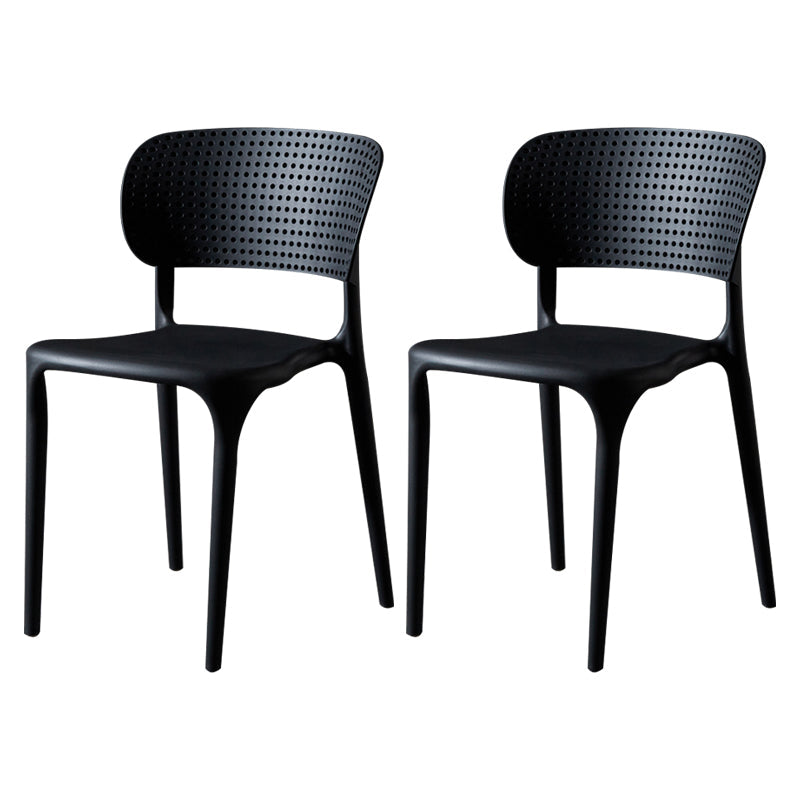 Plastic Side Armless Dining Room Side Chairs Modern Stacking Side Chair Black 2 Piece Set Clearhalo ' kitchen&dining_furn' 'Dining Chairs' 'Dining Tables & Seating' 'dining_chair' 'furn' 'furn_dining_chair' 'Furniture' 'furniture_dining_chair' 'Kitchen & Dining Furniture' 'kitchen' 3564729