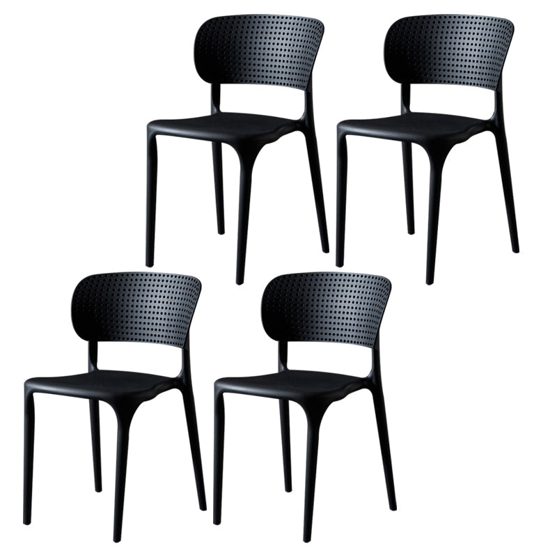 Plastic Side Armless Dining Room Side Chairs Modern Stacking Side Chair Black 4 Piece Set Clearhalo ' kitchen&dining_furn' 'Dining Chairs' 'Dining Tables & Seating' 'dining_chair' 'furn' 'furn_dining_chair' 'Furniture' 'furniture_dining_chair' 'Kitchen & Dining Furniture' 'kitchen' 3564730
