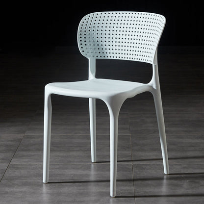 Plastic Side Armless Dining Room Side Chairs Modern Stacking Side Chair White 1 Piece Clearhalo ' kitchen&dining_furn' 'Dining Chairs' 'Dining Tables & Seating' 'dining_chair' 'furn' 'furn_dining_chair' 'Furniture' 'furniture_dining_chair' 'Kitchen & Dining Furniture' 'kitchen' 3564738