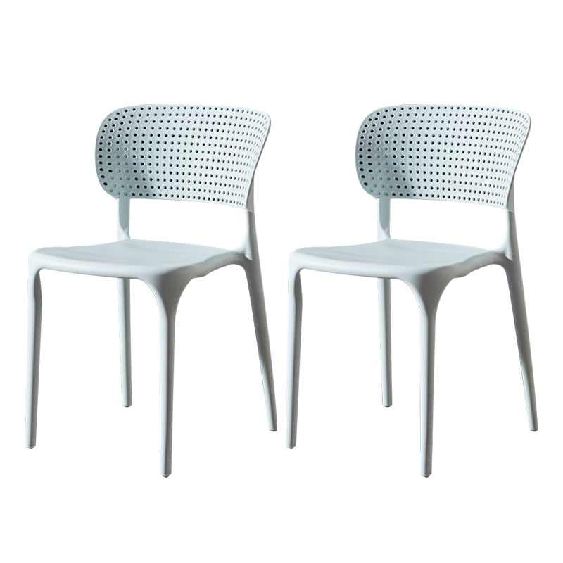 Plastic Side Armless Dining Room Side Chairs Modern Stacking Side Chair White 2 Piece Set Clearhalo ' kitchen&dining_furn' 'Dining Chairs' 'Dining Tables & Seating' 'dining_chair' 'furn' 'furn_dining_chair' 'Furniture' 'furniture_dining_chair' 'Kitchen & Dining Furniture' 'kitchen' 3564739