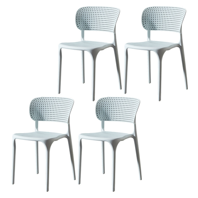 Plastic Side Armless Dining Room Side Chairs Modern Stacking Side Chair White 4 Piece Set Clearhalo ' kitchen&dining_furn' 'Dining Chairs' 'Dining Tables & Seating' 'dining_chair' 'furn' 'furn_dining_chair' 'Furniture' 'furniture_dining_chair' 'Kitchen & Dining Furniture' 'kitchen' 3564740