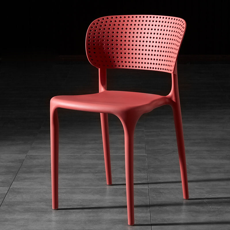 Plastic Side Armless Dining Room Side Chairs Modern Stacking Side Chair Red 1 Piece Clearhalo ' kitchen&dining_furn' 'Dining Chairs' 'Dining Tables & Seating' 'dining_chair' 'furn' 'furn_dining_chair' 'Furniture' 'furniture_dining_chair' 'Kitchen & Dining Furniture' 'kitchen' 3564741