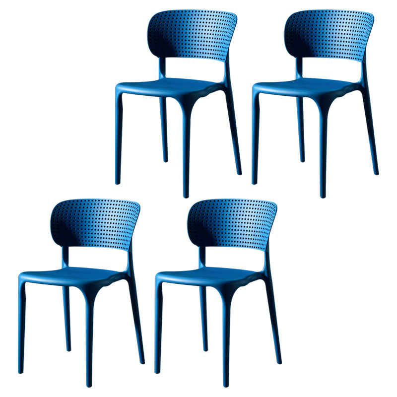 Plastic Side Armless Dining Room Side Chairs Modern Stacking Side Chair Blue 4 Piece Set Clearhalo ' kitchen&dining_furn' 'Dining Chairs' 'Dining Tables & Seating' 'dining_chair' 'furn' 'furn_dining_chair' 'Furniture' 'furniture_dining_chair' 'Kitchen & Dining Furniture' 'kitchen' 3564749