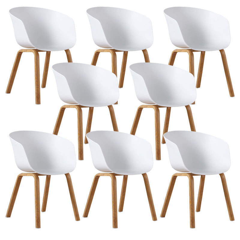 Modern Style Plastic Dining Armchair Open Back Dining Side Chair for Home White Set of 8 Clearhalo ' kitchen&dining_furn' 'Dining Chairs' 'Dining Tables & Seating' 'dining_chair' 'Furniture' 'furniture_dining_chair' 'Kitchen & Dining Furniture' 'kitchen' 3564753