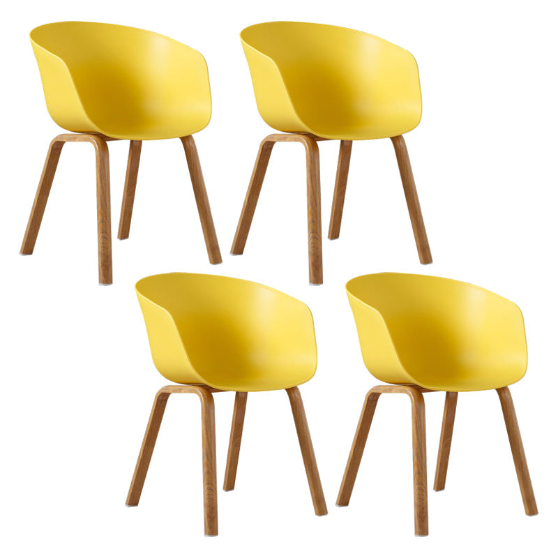 Modern Style Plastic Dining Armchair Open Back Dining Side Chair for Home Yellow Set of 4 Clearhalo ' kitchen&dining_furn' 'Dining Chairs' 'Dining Tables & Seating' 'dining_chair' 'Furniture' 'furniture_dining_chair' 'Kitchen & Dining Furniture' 'kitchen' 3564755