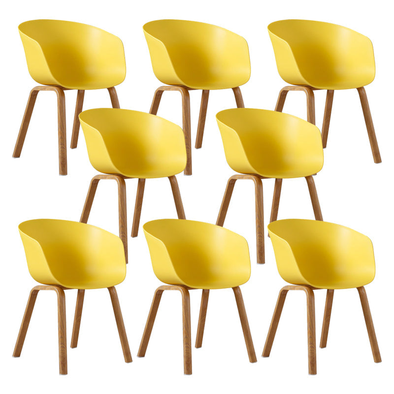 Modern Style Plastic Dining Armchair Open Back Dining Side Chair for Home Yellow Set of 8 Clearhalo ' kitchen&dining_furn' 'Dining Chairs' 'Dining Tables & Seating' 'dining_chair' 'Furniture' 'furniture_dining_chair' 'Kitchen & Dining Furniture' 'kitchen' 3564757