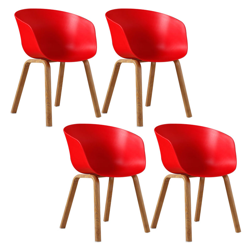 Modern Style Plastic Dining Armchair Open Back Dining Side Chair for Home Red Set of 4 Clearhalo ' kitchen&dining_furn' 'Dining Chairs' 'Dining Tables & Seating' 'dining_chair' 'Furniture' 'furniture_dining_chair' 'Kitchen & Dining Furniture' 'kitchen' 3564759