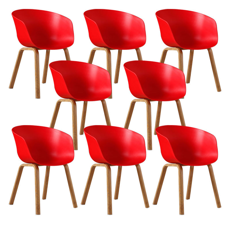 Modern Style Plastic Dining Armchair Open Back Dining Side Chair for Home Red Set of 8 Clearhalo ' kitchen&dining_furn' 'Dining Chairs' 'Dining Tables & Seating' 'dining_chair' 'Furniture' 'furniture_dining_chair' 'Kitchen & Dining Furniture' 'kitchen' 3564760