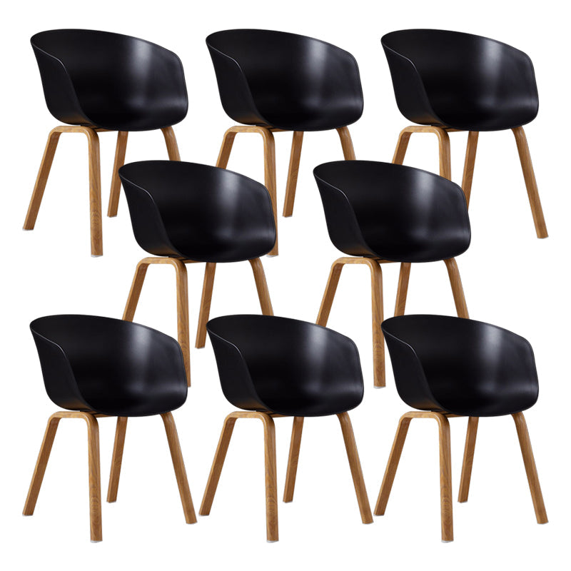 Modern Style Plastic Dining Armchair Open Back Dining Side Chair for Home Black Set of 8 Clearhalo ' kitchen&dining_furn' 'Dining Chairs' 'Dining Tables & Seating' 'dining_chair' 'Furniture' 'furniture_dining_chair' 'Kitchen & Dining Furniture' 'kitchen' 3564763