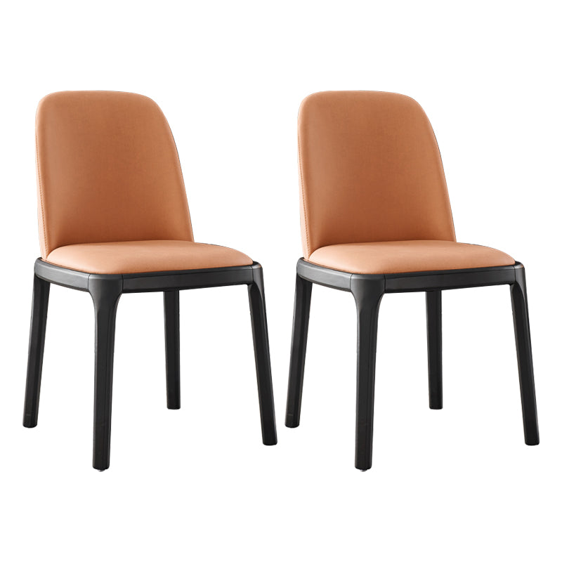 Modern Style Armless Dining Chair Parsons Chair with Wooden Legs for Kitchen Orange 2 Piece Set Clearhalo ' kitchen&dining_furn' 'Dining Chairs' 'Dining Tables & Seating' 'dining_chair' 'furn' 'furn_dining_chair' 'Furniture' 'furniture_dining_chair' 'Kitchen & Dining Furniture' 'kitchen' 3564769