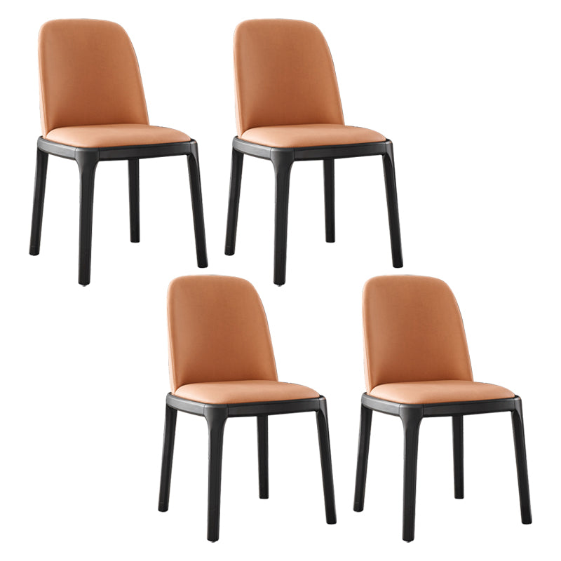 Modern Style Armless Dining Chair Parsons Chair with Wooden Legs for Kitchen Orange 4 Piece Set Clearhalo ' kitchen&dining_furn' 'Dining Chairs' 'Dining Tables & Seating' 'dining_chair' 'furn' 'furn_dining_chair' 'Furniture' 'furniture_dining_chair' 'Kitchen & Dining Furniture' 'kitchen' 3564771