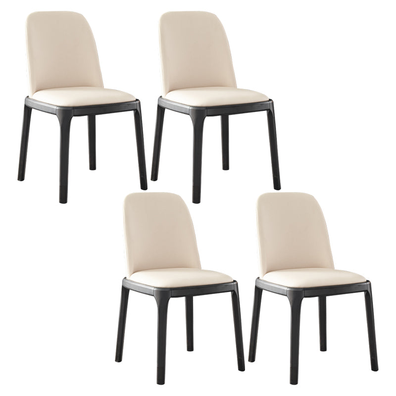 Modern Style Armless Dining Chair Parsons Chair with Wooden Legs for Kitchen Off-White 4 Piece Set Clearhalo ' kitchen&dining_furn' 'Dining Chairs' 'Dining Tables & Seating' 'dining_chair' 'furn' 'furn_dining_chair' 'Furniture' 'furniture_dining_chair' 'Kitchen & Dining Furniture' 'kitchen' 3564776