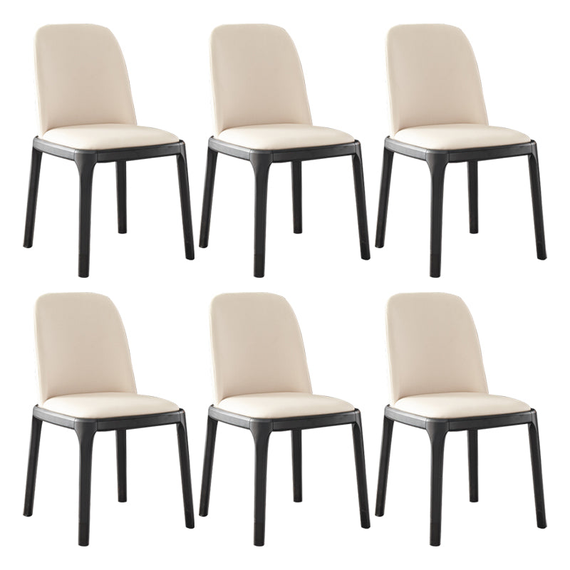 Modern Style Armless Dining Chair Parsons Chair with Wooden Legs for Kitchen Off-White 6 Piece Set Clearhalo ' kitchen&dining_furn' 'Dining Chairs' 'Dining Tables & Seating' 'dining_chair' 'furn' 'furn_dining_chair' 'Furniture' 'furniture_dining_chair' 'Kitchen & Dining Furniture' 'kitchen' 3564778