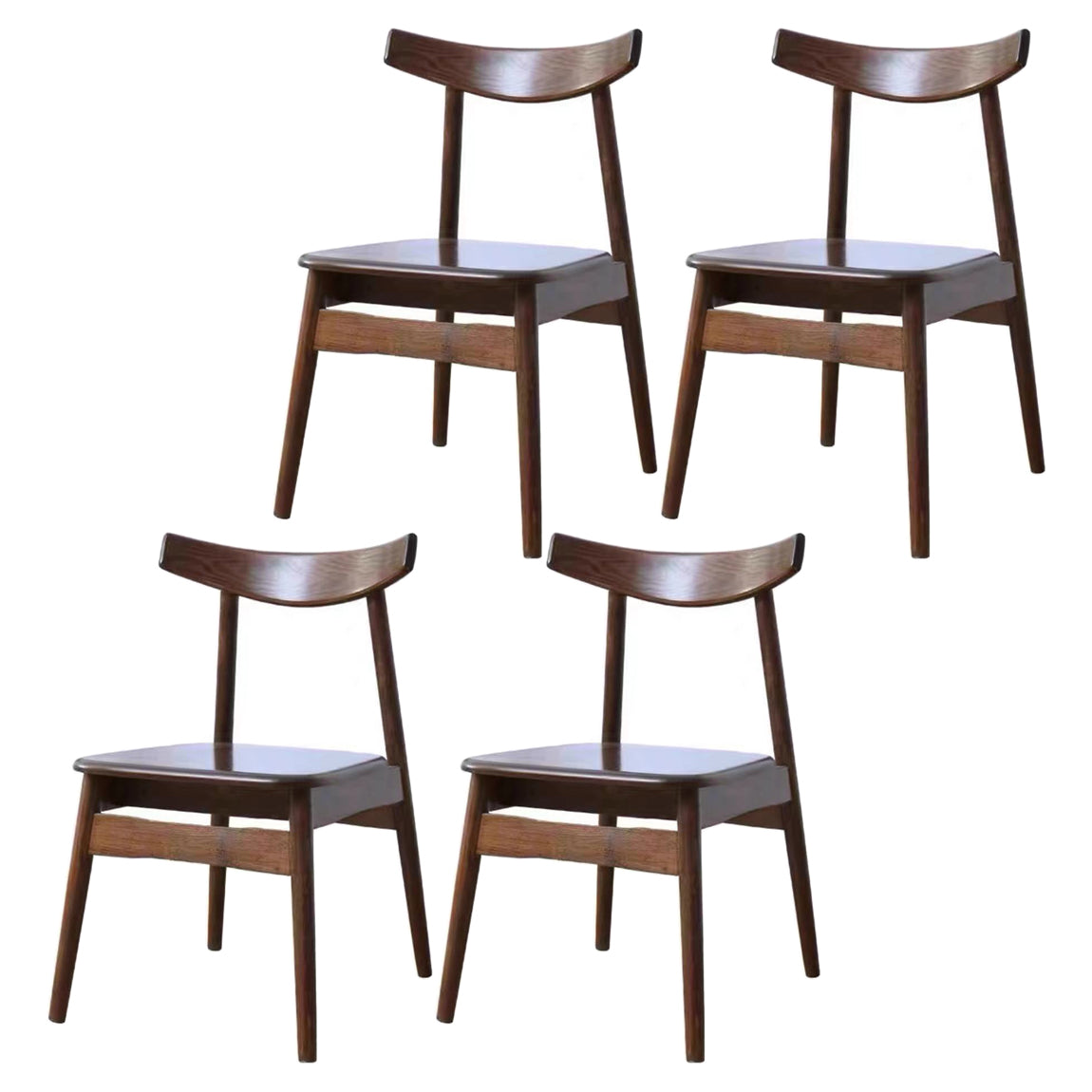 Contemporary Style Wood Dining Chair Stackable Ladder Back Arm Chair for Home Walnut 4 Piece Set Clearhalo ' kitchen&dining_furn' 'Dining Chairs' 'Dining Tables & Seating' 'dining_chair' 'furn' 'furn_dining_chair' 'Furniture' 'furniture_dining_chair' 'Kitchen & Dining Furniture' 'kitchen' 3564791