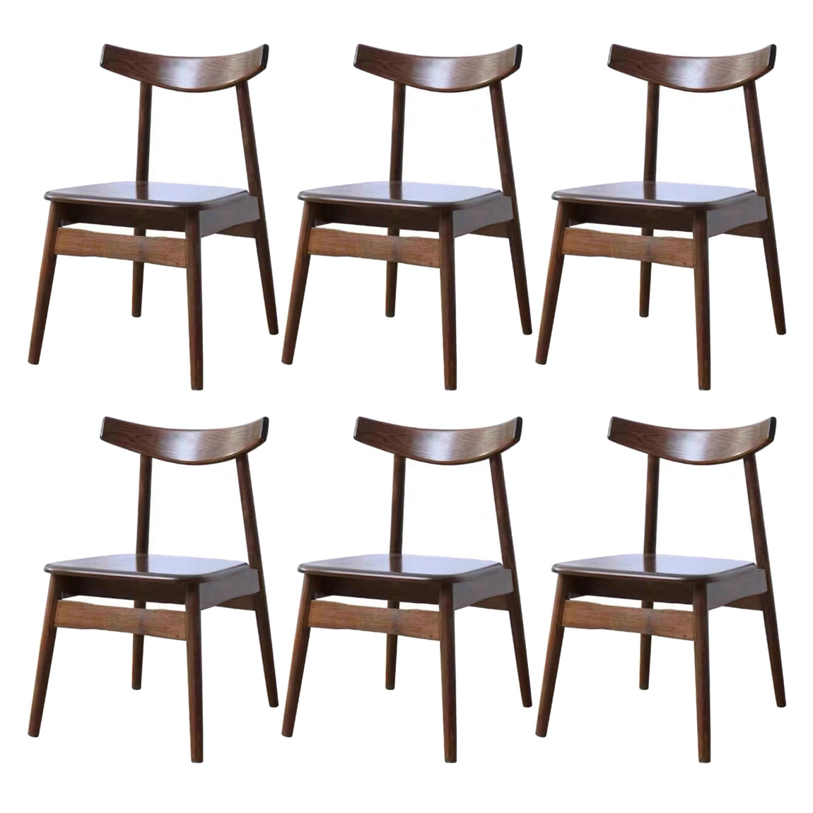 Contemporary Style Wood Dining Chair Stackable Ladder Back Arm Chair for Home Walnut 6 Piece Set Clearhalo ' kitchen&dining_furn' 'Dining Chairs' 'Dining Tables & Seating' 'dining_chair' 'furn' 'furn_dining_chair' 'Furniture' 'furniture_dining_chair' 'Kitchen & Dining Furniture' 'kitchen' 3564793