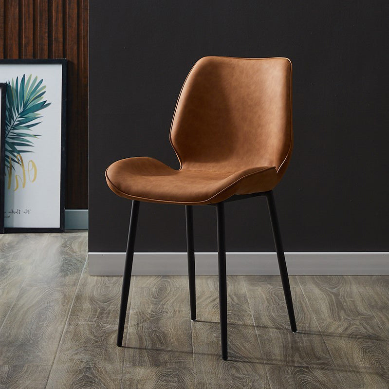 Scandinavian Coffee Shop Metal Side Chair Matte Finish Wingback Dining Chair Brown 1 Piece Clearhalo ' kitchen&dining_furn' 'Dining Chairs' 'Dining Tables & Seating' 'dining_chair' 'furn' 'furn_dining_chair' 'Furniture' 'furniture_dining_chair' 'Kitchen & Dining Furniture' 'kitchen' 3564857