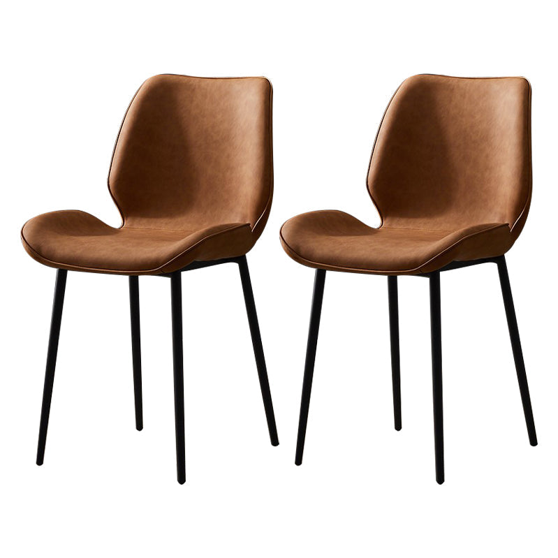 Scandinavian Coffee Shop Metal Side Chair Matte Finish Wingback Dining Chair Brown 2 Piece Set Clearhalo ' kitchen&dining_furn' 'Dining Chairs' 'Dining Tables & Seating' 'dining_chair' 'furn' 'furn_dining_chair' 'Furniture' 'furniture_dining_chair' 'Kitchen & Dining Furniture' 'kitchen' 3564858