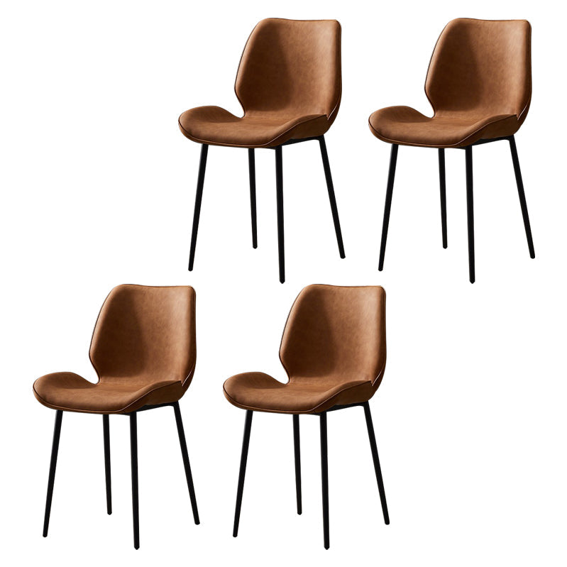 Scandinavian Coffee Shop Metal Side Chair Matte Finish Wingback Dining Chair Brown 4 Piece Set Clearhalo ' kitchen&dining_furn' 'Dining Chairs' 'Dining Tables & Seating' 'dining_chair' 'furn' 'furn_dining_chair' 'Furniture' 'furniture_dining_chair' 'Kitchen & Dining Furniture' 'kitchen' 3564859