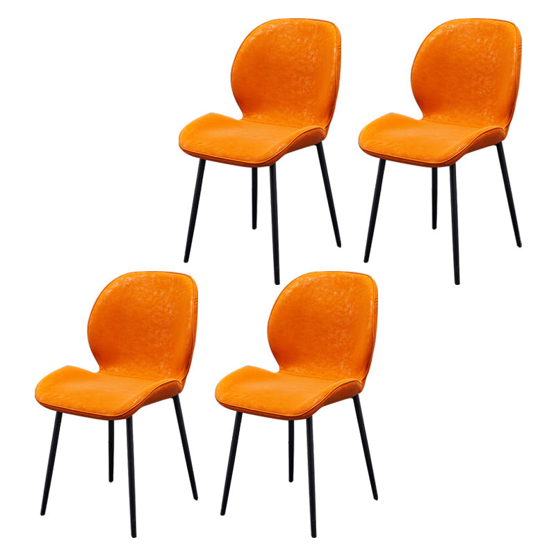 Scandinavian Coffee Shop Metal Side Chair Matte Finish Wingback Dining Chair Yellowish Red 4 Piece Set Clearhalo ' kitchen&dining_furn' 'Dining Chairs' 'Dining Tables & Seating' 'dining_chair' 'furn' 'furn_dining_chair' 'Furniture' 'furniture_dining_chair' 'Kitchen & Dining Furniture' 'kitchen' 3564871