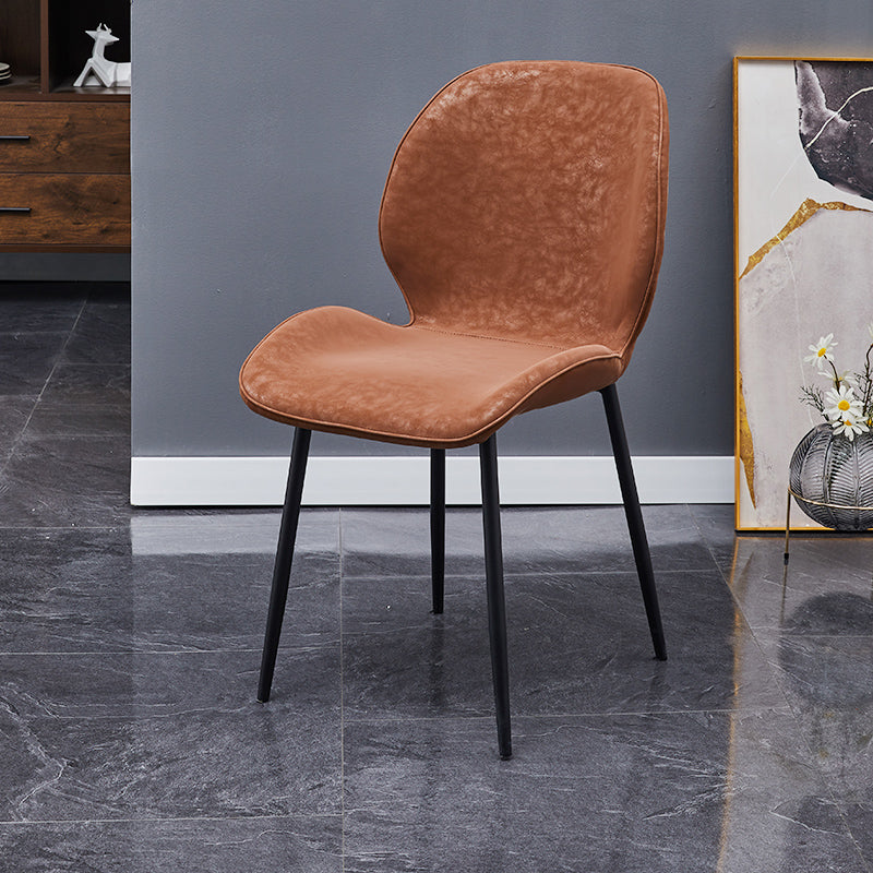 Scandinavian Coffee Shop Metal Side Chair Matte Finish Wingback Dining Chair Dark Brown 1 Piece Clearhalo ' kitchen&dining_furn' 'Dining Chairs' 'Dining Tables & Seating' 'dining_chair' 'furn' 'furn_dining_chair' 'Furniture' 'furniture_dining_chair' 'Kitchen & Dining Furniture' 'kitchen' 3564875