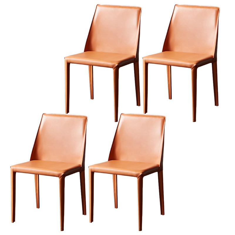 Scandinavian Style Solid Back Chair for Home Use Metal Dining Room Chairs Orange 4 Piece Set Clearhalo ' kitchen&dining_furn' 'Dining Chairs' 'Dining Tables & Seating' 'dining_chair' 'furn' 'furn_dining_chair' 'Furniture' 'furniture_dining_chair' 'Kitchen & Dining Furniture' 'kitchen' 3564881