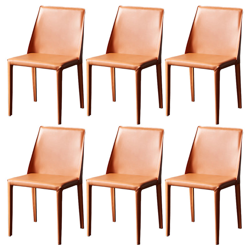 Scandinavian Style Solid Back Chair for Home Use Metal Dining Room Chairs Orange 6 Piece Set Clearhalo ' kitchen&dining_furn' 'Dining Chairs' 'Dining Tables & Seating' 'dining_chair' 'furn' 'furn_dining_chair' 'Furniture' 'furniture_dining_chair' 'Kitchen & Dining Furniture' 'kitchen' 3564882