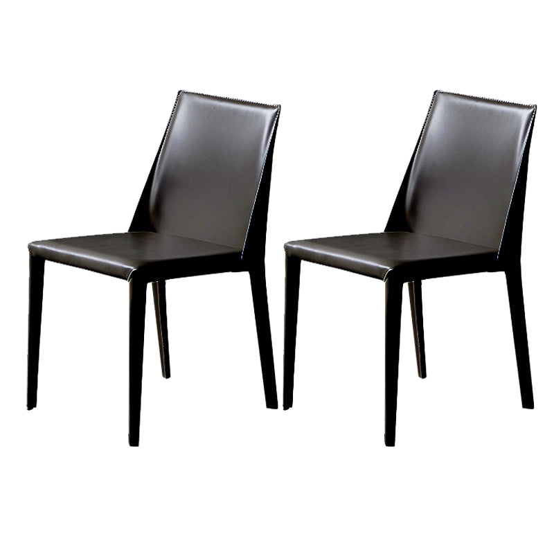 Scandinavian Style Solid Back Chair for Home Use Metal Dining Room Chairs Black 2 Piece Set Clearhalo ' kitchen&dining_furn' 'Dining Chairs' 'Dining Tables & Seating' 'dining_chair' 'furn' 'furn_dining_chair' 'Furniture' 'furniture_dining_chair' 'Kitchen & Dining Furniture' 'kitchen' 3564884
