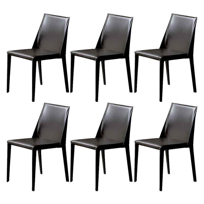 Scandinavian Style Solid Back Chair for Home Use Metal Dining Room Chairs Black 6 Piece Set Clearhalo ' kitchen&dining_furn' 'Dining Chairs' 'Dining Tables & Seating' 'dining_chair' 'furn' 'furn_dining_chair' 'Furniture' 'furniture_dining_chair' 'Kitchen & Dining Furniture' 'kitchen' 3564888