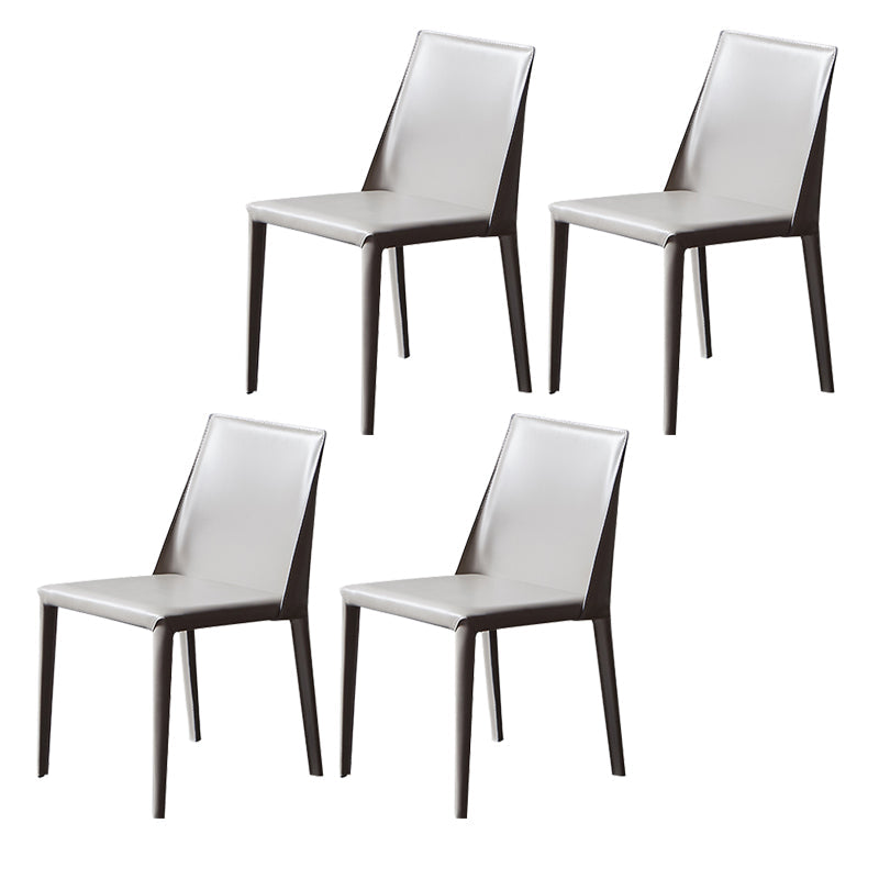 Scandinavian Style Solid Back Chair for Home Use Metal Dining Room Chairs Grey 4 Piece Set Clearhalo ' kitchen&dining_furn' 'Dining Chairs' 'Dining Tables & Seating' 'dining_chair' 'furn' 'furn_dining_chair' 'Furniture' 'furniture_dining_chair' 'Kitchen & Dining Furniture' 'kitchen' 3564892