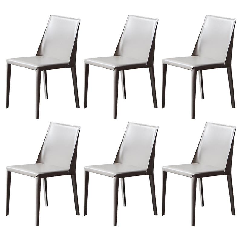 Scandinavian Style Solid Back Chair for Home Use Metal Dining Room Chairs Grey 6 Piece Set Clearhalo ' kitchen&dining_furn' 'Dining Chairs' 'Dining Tables & Seating' 'dining_chair' 'furn' 'furn_dining_chair' 'Furniture' 'furniture_dining_chair' 'Kitchen & Dining Furniture' 'kitchen' 3564894